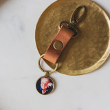 Leather Keychain Locket with Photo Inside for Husband