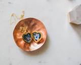 Gold Heart Locket with Two Photos Inside