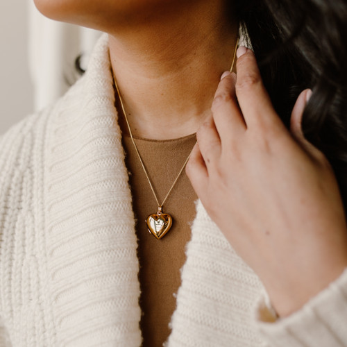 Gold Heart Locket with Pictures Inside 