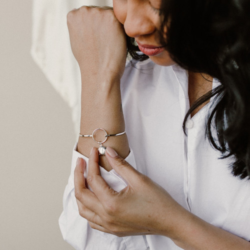 Sterling Silver Locket Bangle Bracelet