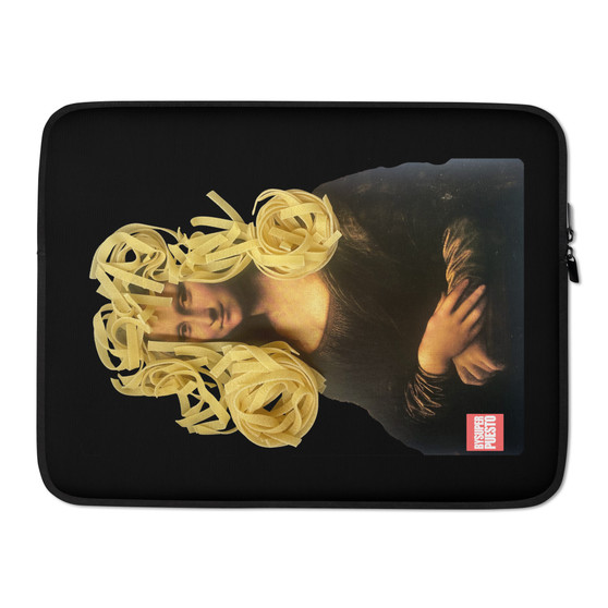 Mona Lisa with tagliatelle pasta hair on a  15' Laptop Sleeve