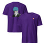 Sigmund Freud with ibuprofen & empty capsules on a purple men's t-shirt – surreal art collage