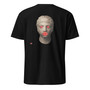 Roman Emperor Elagabalus bust with colorful candy accents on a black men's t-shirt