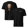 Roman Emperor Elagabalus bust with colorful candy accents on a black men's t-shirt