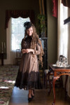 Vintage English Rosemary Dress Black/Beige