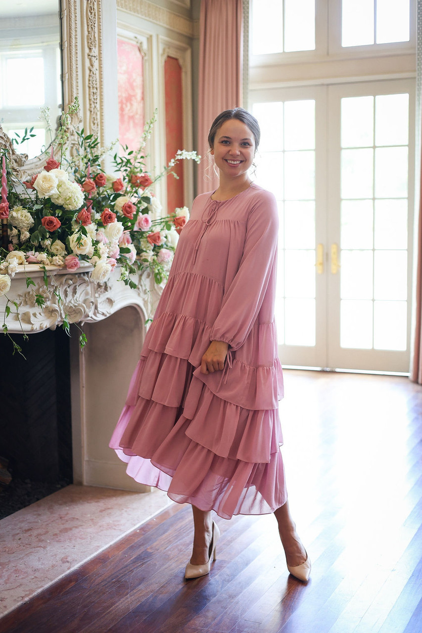 Falling Rose Petals Modest Dresses for Women