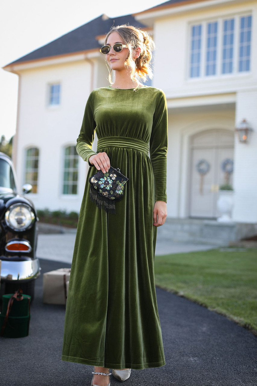 green emerald velvet dress Mini Tiara Dress in Green Velvet – Ivy City Co main image 1