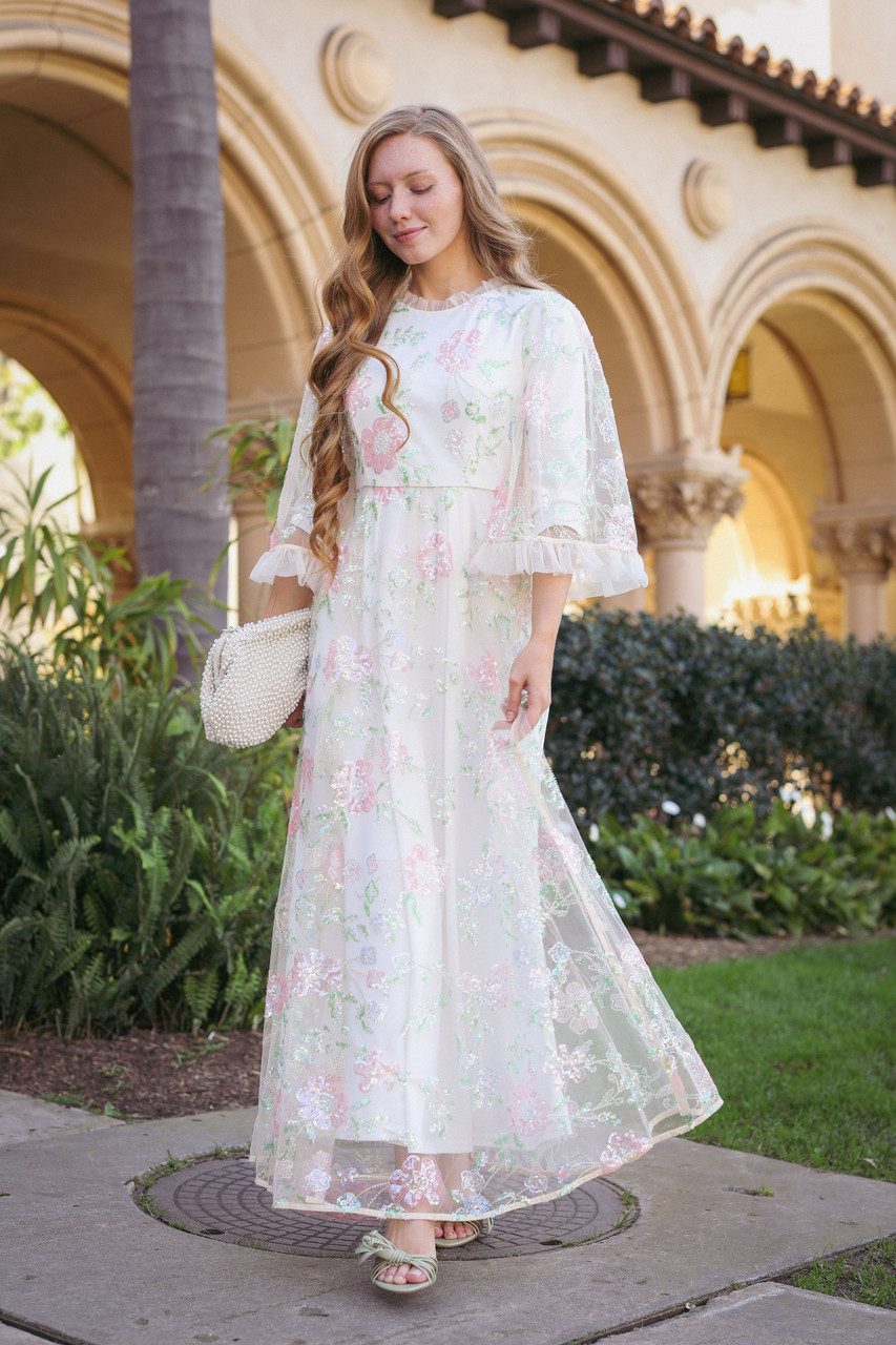 long sleeve lace and chiffon wedding dress A-Line Off The Shoulder Chiffon Lace Bell Sleeve Wedding Dress COCOMELODY CW2223, 35 Days / Ivory / US6-UK8-EUR36 main image 0