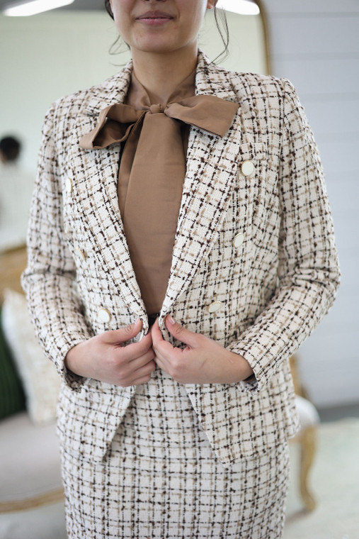 Toffee Women's Classic Twill Loose Fit Business Casual Blazer