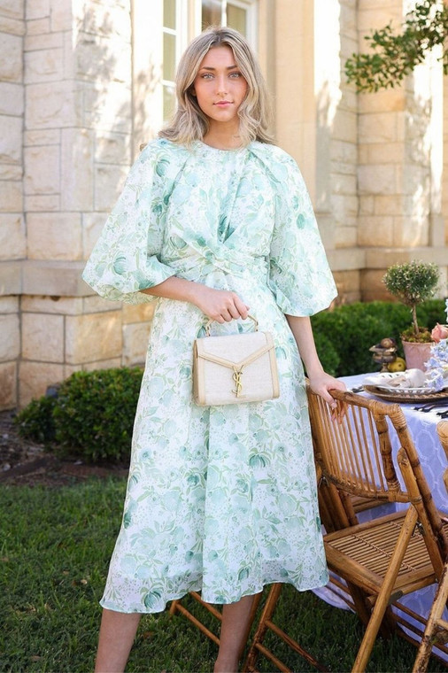 green floral dress puff sleeve Martha Green Floral Maxi Dress | Women's Clothing main image 0