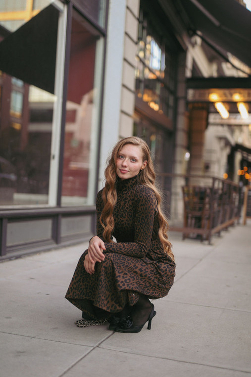 jacquard fit flare dress Jacquard Fit And Flare Dress | Molly Bracken main image 1