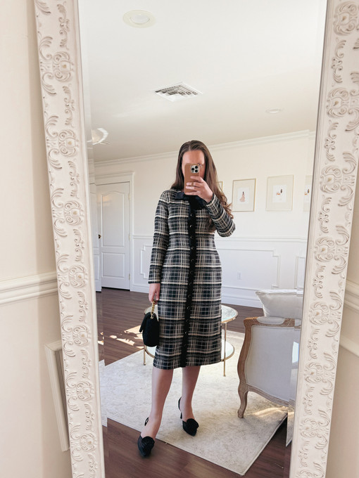ivory plaid dress Noir LowStock:43642541801523