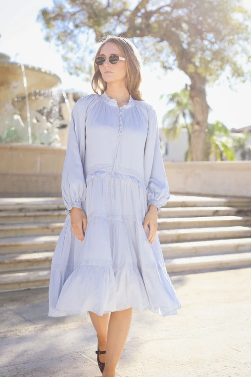 dreaming of blue dress Daylight X-Small Allow a slight variance floor length dress for short women Lotus Love Satin Mini Waist Size:50