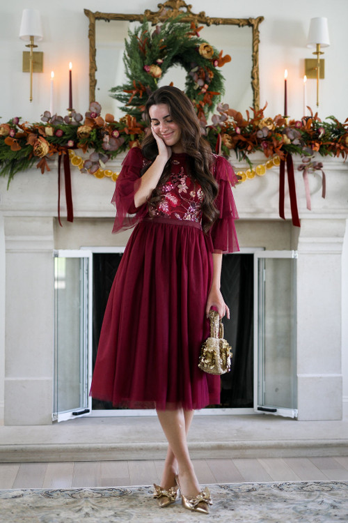 modest christmas dresses womens GERsome Christmas Cocktail Dress for Women, Vintage Modest Wedding Guest  Long Sleeves Fall Dresses, Formal Church Dress S-XXL
