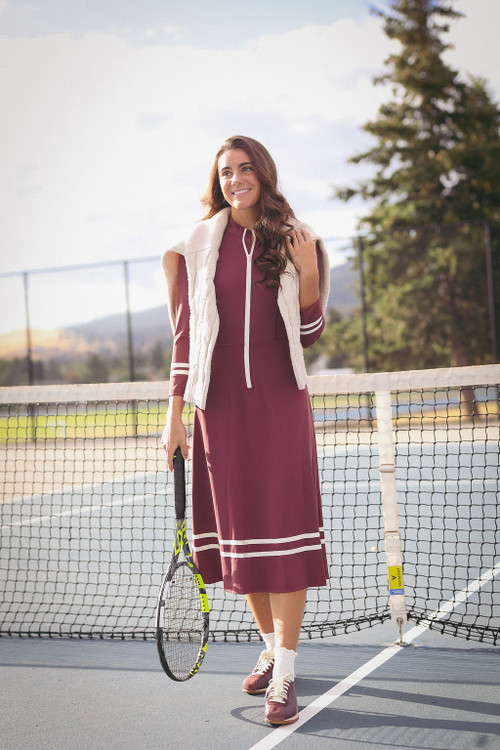 The Courtside Dress - Burgundy