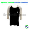 Optimize Athletics Mens Bamboo Baseball T 3/4 Sleeve White-Black | Optimizenutrition.ca