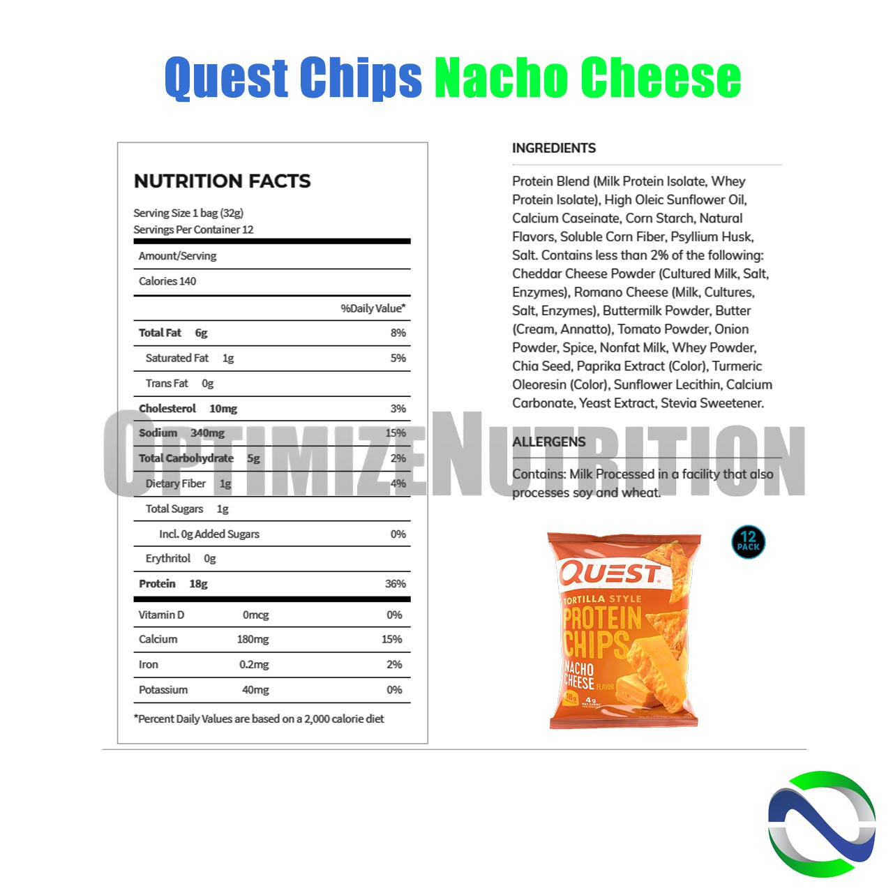 Quest Nutrition Nacho Cheese Flavour Tortilla Style Protein Chips