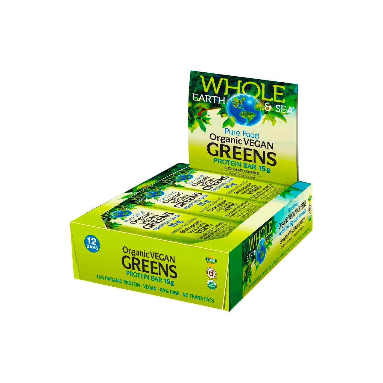 Whole Earth & Sea Organic Vegan Greens Protein Bar 12pack