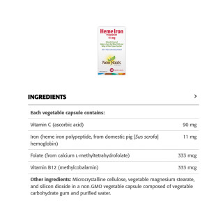 New Roots Heme Iron Nutritional Facts | Optimize nutrition