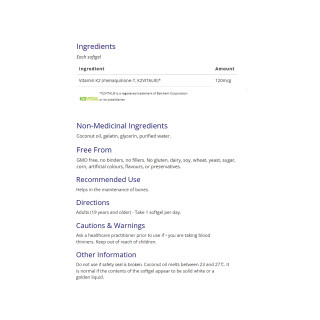 CanPrev K2 120Sgel Ingredients | Optimize Nutrition