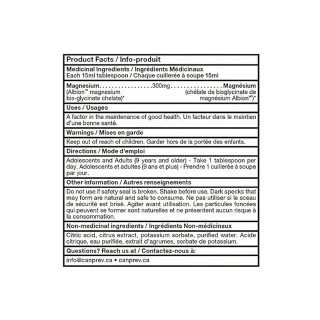 CanPrev Magnesium Bis-Glycinate 300 500ml Ingredients | Optimize Nutrition
