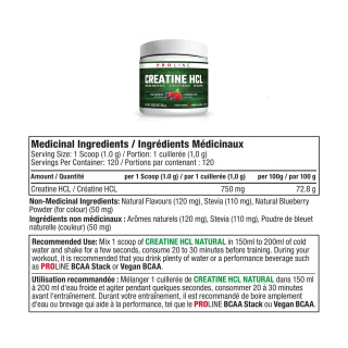 Pro Line Creatine HCL Blue Raspberry Ingredients | Optimize Nutrition