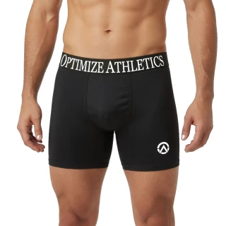 Optimize Athletics Men's Bamboo Boxers Black Front| Optimize Nutrition