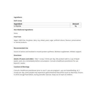 CanPrev L-Glycine Powder Ingredients | Optimize Nutrition