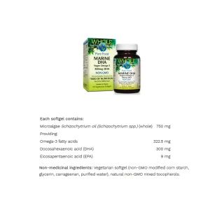 Whole Earth & Sea Marine Algae Vegan Omega-3 300mg DHA Label | Optimize Nutrition