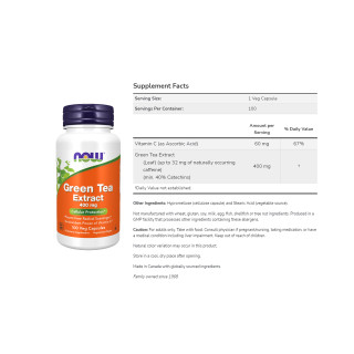 Now Green Tea Extract Nutritional Facts | Optimize Nutrition