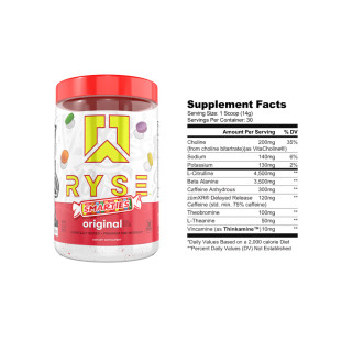Ryse Loaded Pre-Workout Label | Optimize Nutrition