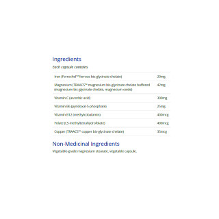 CanPrev Iron Bis Glycinate 20mg Women ingredients 90 Vcap | Optimize Nutrition
