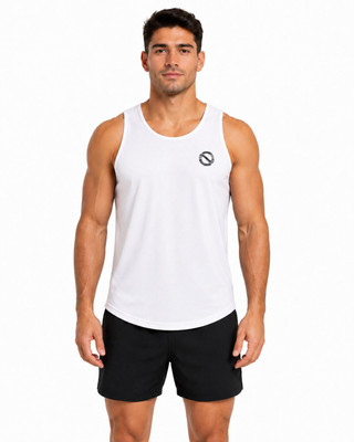 Optimize Nutrition Polyester Long Tail Tank Top White