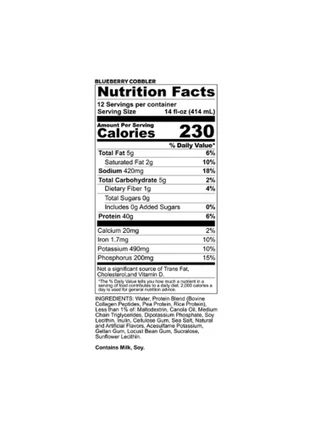 Redcon1 MRE RTD Protein Shake 500ml 12Pack Blueberry Cobbler Ingredients | Optimize Nutrition