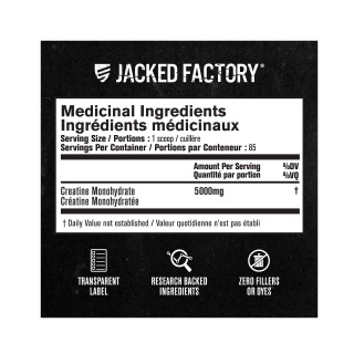 Jacked Factory Creatine Monohydrate Powder 5000mg Label | Optimize Nutrition