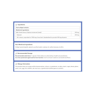 Preferred Nutrition Milk Thistle 7500mg 180Softgels Ingredients | Optimize Nutrition