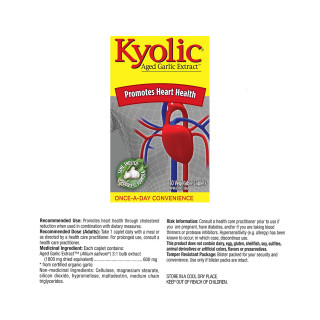 Kyolic Aged Garlic Extract 600mg 30VTab Ingredients | Optimize Nutrition