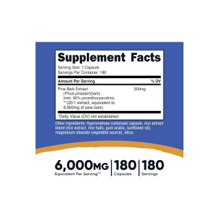 Nutricost Pine Bark Extract 6000mg 180Cap Ingredients | Optimize Nutrition