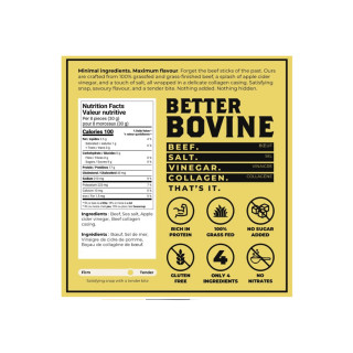 Better Bovine Grass-Fed Beef Sticks 50g Ingredients | Optimize Nutrition
