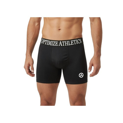 Optimize Athletics Men's Bamboo Boxers Black Front| Optimize Nutrition