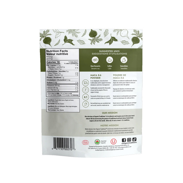 Organic Traditions Maca X-6 Powder 150g Ingredients | Optimize Nutrition Organic Traditions Maca X-6 Powder 150g Ingredients | Optimize Nutrition