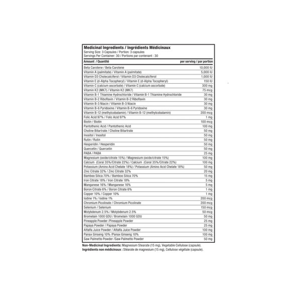 Pro Line Active Men Multivitamin 90Vcap Ingredients | Optimize Nutrition