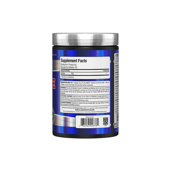 Allmax Taurine 400g ingredients | optimize nutrition