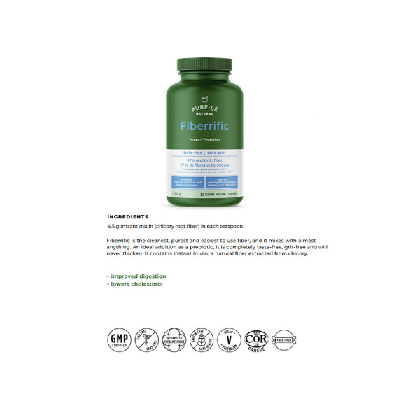 Pure-Le Fiberific 250g Unflavoured Ingredients | Optimize Nutrition Pure-Le Fiberific 250g Unflavoured Ingredients | Optimize Nutrition