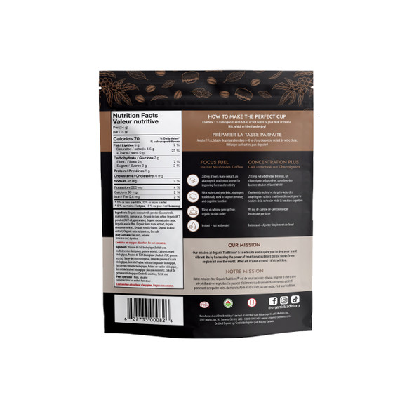 Organic Traditions Focus Fuel Coffee 140g Nutrition Facts | Optimize Nutrition Organic Traditions Focus Fuel Coffee 140g Nutrition Facts | Optimize Nutrition