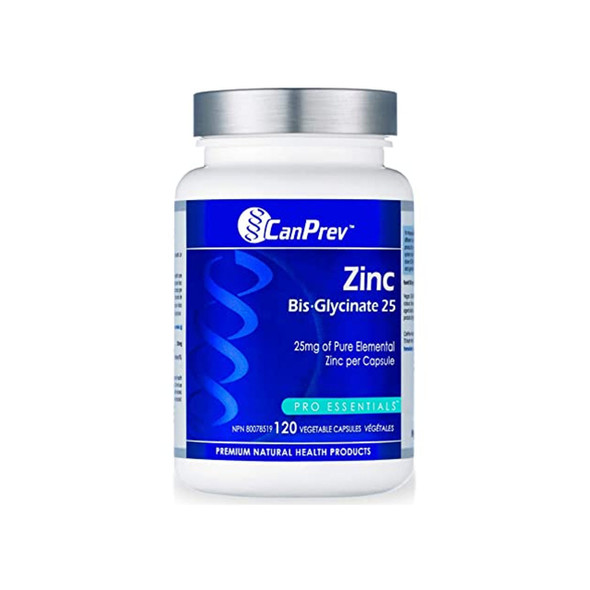 CanPrev Zinc Bis-Glycinate 25 120Vcap  | Optimizenutrition.ca
