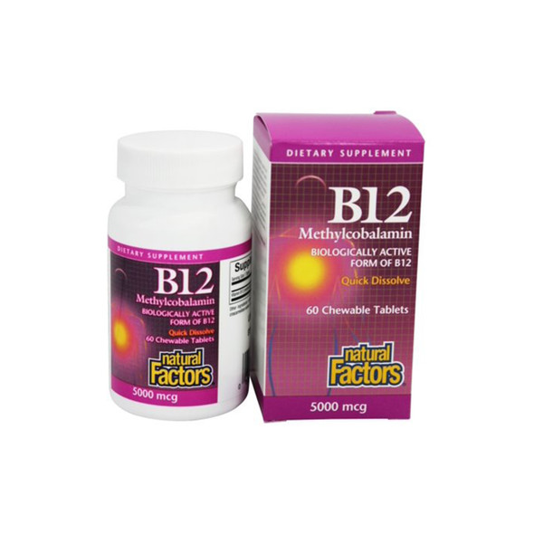 Natural Factors Vitamin B12 5000mcg 60Tab | Optimizenutrition.ca