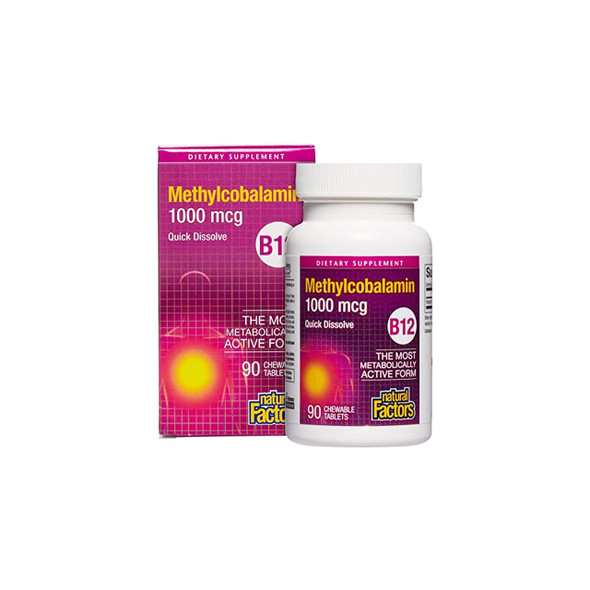 Natural Factors Vitamin B12 1000mcg 90Tab Methylcobalamin | Optimize Nutrition