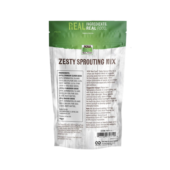 Now Zesty Sprouting Mix Ingredients | Optimize Nutrition