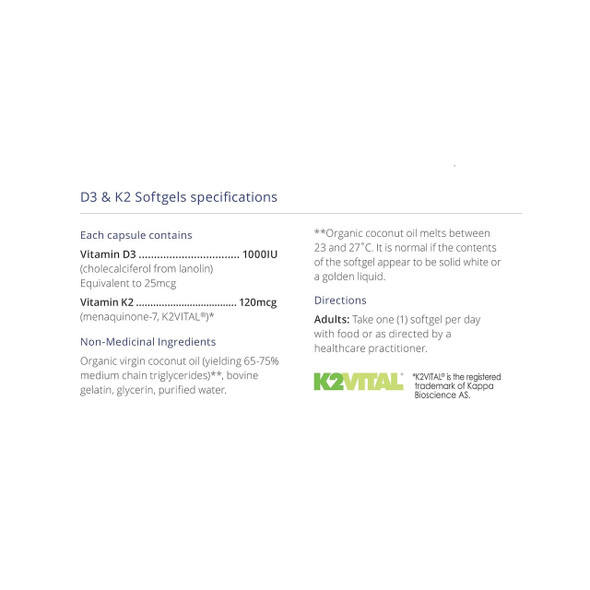 CanPrev D3 & K2 120vcap Ingredients | Optimize Nutrition